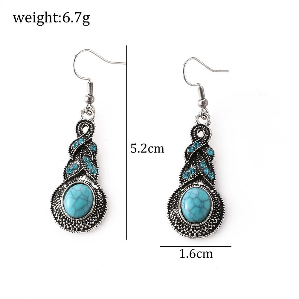 Vintage Bohemian Style Turquoise Diamond Accented Earrings for Women New Arrival Versatile Stylish Jewelry
