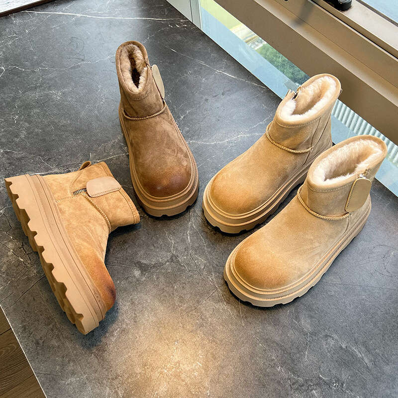 New Warm Snow 2025 Winter Thick Sole Versatile for Women with Fleece Casual Martin Boots