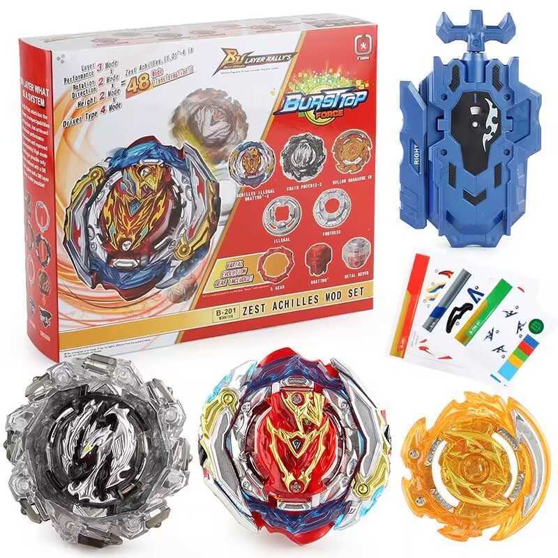 Bey Burst DB B-201 Zest Achilles Customized Set Blade Toy Gyro Spinning Top Metal Battle with Launcher for Kids Children Boys Y250804