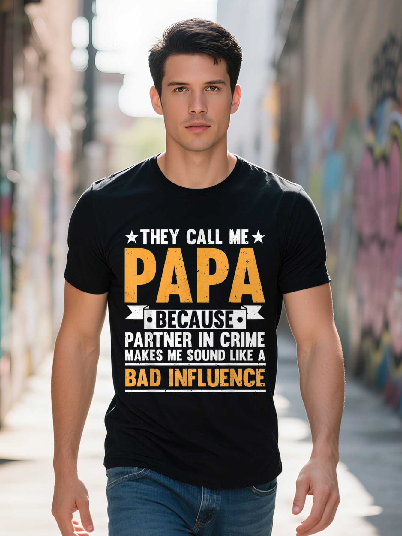 Men s Cotton T Shirt Pure Casual Crew Neck Short Sleeve Regular Fit with Humorous Dad Design Cartoon Pattern fd0b6 c4377