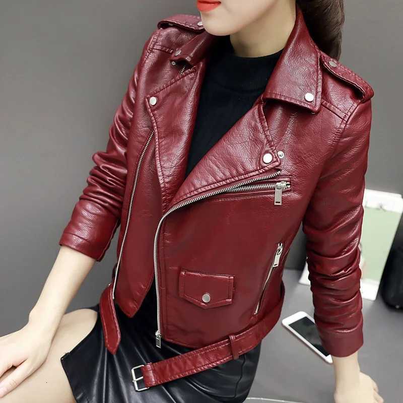 2025 Autumn Black Basic Jacket Women Casual Zipper Short Faux Leather Motorcycle Jacket PU Leather Jacket Ladies Street Coat Z250804