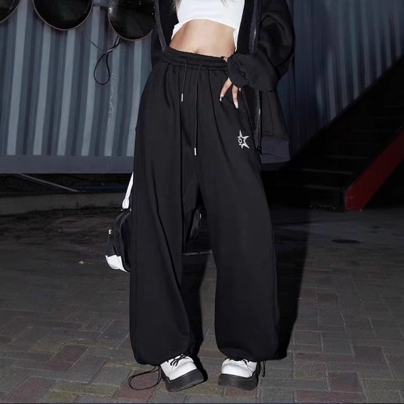Free shipping designer American Street Retro Casual Pants for Women High Waist Loose Straight Pants Hip Hop Drawstring Sweatpants High quality clothin