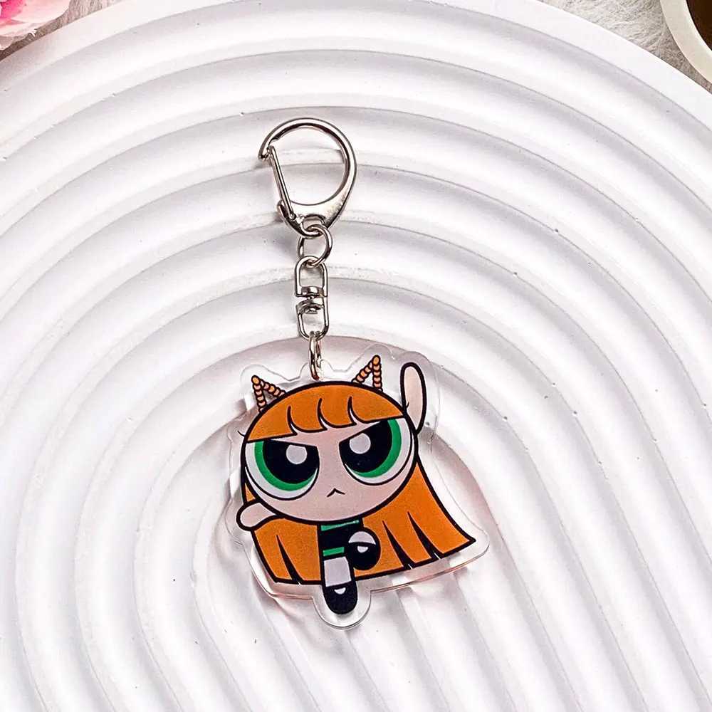 Anime The Powerpuff Girls Blossom Season Acrylic Keychain Accessories Cartoon Bag Charm Cute Backpack Pendant Gifts For Friends G250802