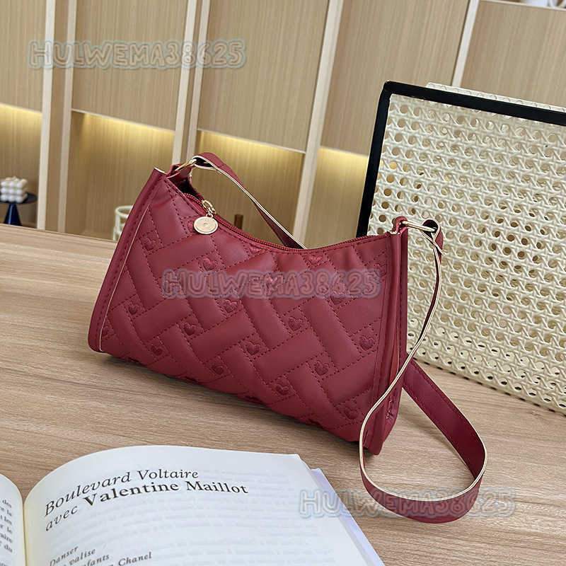 Womens Bag 2025 Spring Summer New Trendy Fashion Plaid Heart Embroidery Underarm Bag Shoulder Bag H250804