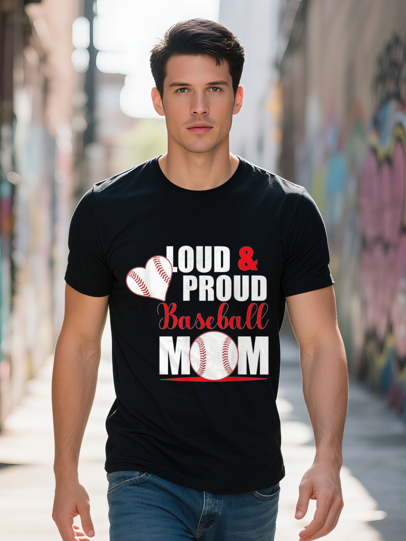Men s Cotton Mom T Shirt Loud Proud Graphic Design Short Sleeve Fit hine Washable Perfect for Casual Attire 90706