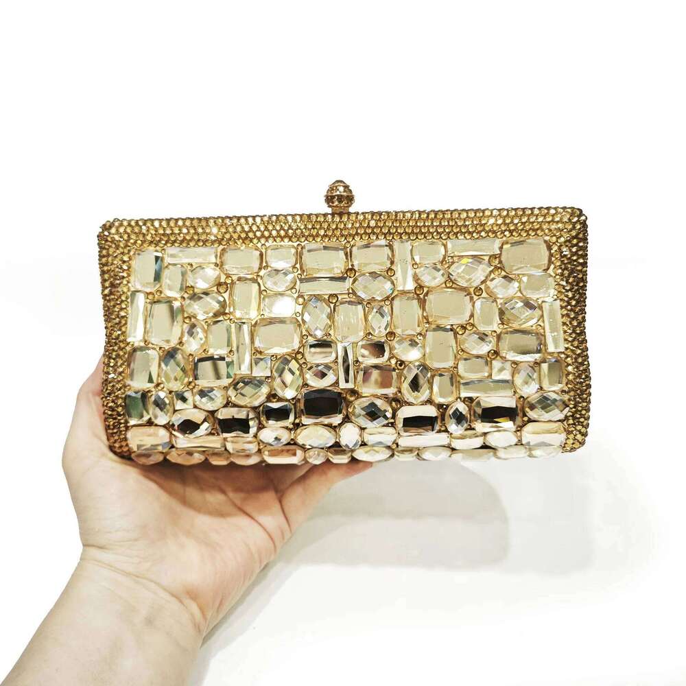 Women Crystal Dinner Party Clutch Bags Style Blue Glass Handbag Green Stone Evening Bag Wedding Bridal Purse