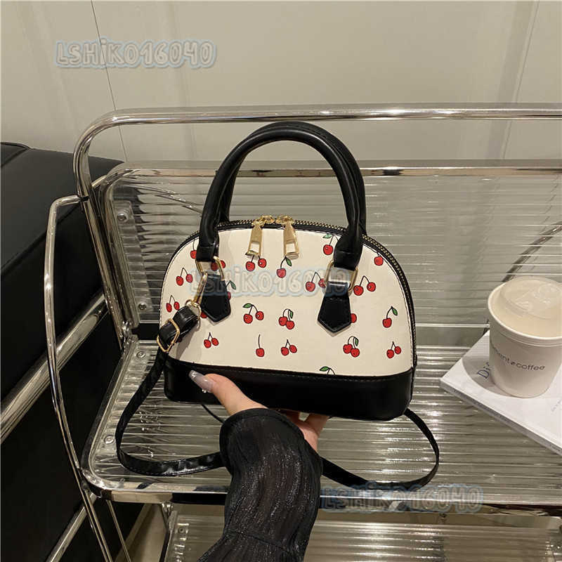New Trendy Girl Handbag Fashion Commuter Cherry Pillow Bag Niche Printed Texture Shoulder Bag Underarm Bag H250804