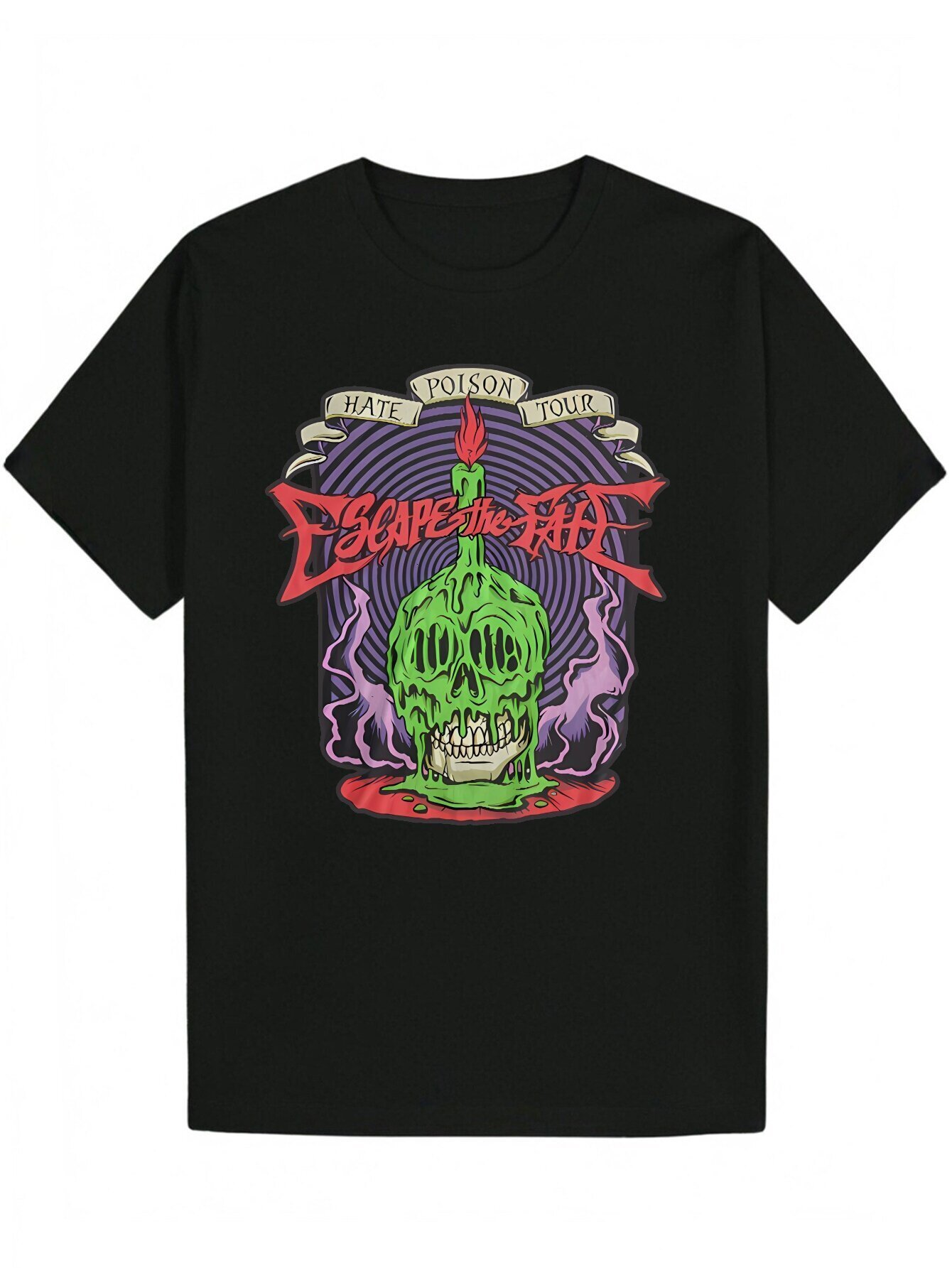 Men's Summer Casual Round Neck Polyester T-Shirt with Poison Journey Pattern Print, Short Sleeve, Regular Fit, Suitable for Adults - Music Fan Cl