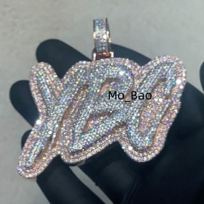 Hip Hop Full Iced Out S925 Two-Tone Moissanite Diamond Letter Customized With Own Pendant Necklace