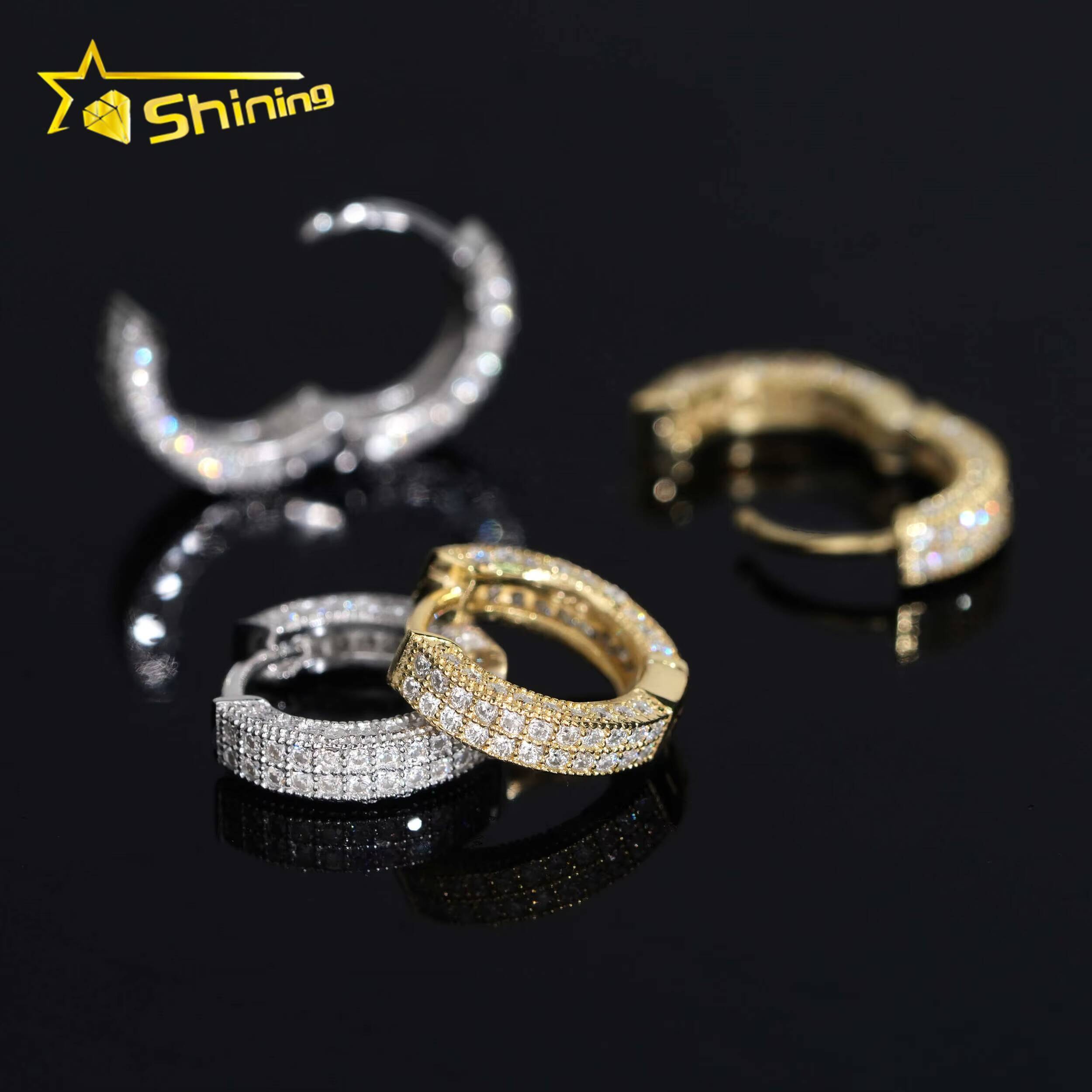 USA Warehouse Fast Shipping Iced Out Sparkling Earrings 925 Sterling Silver Moissanite Diamond Hoop Earring