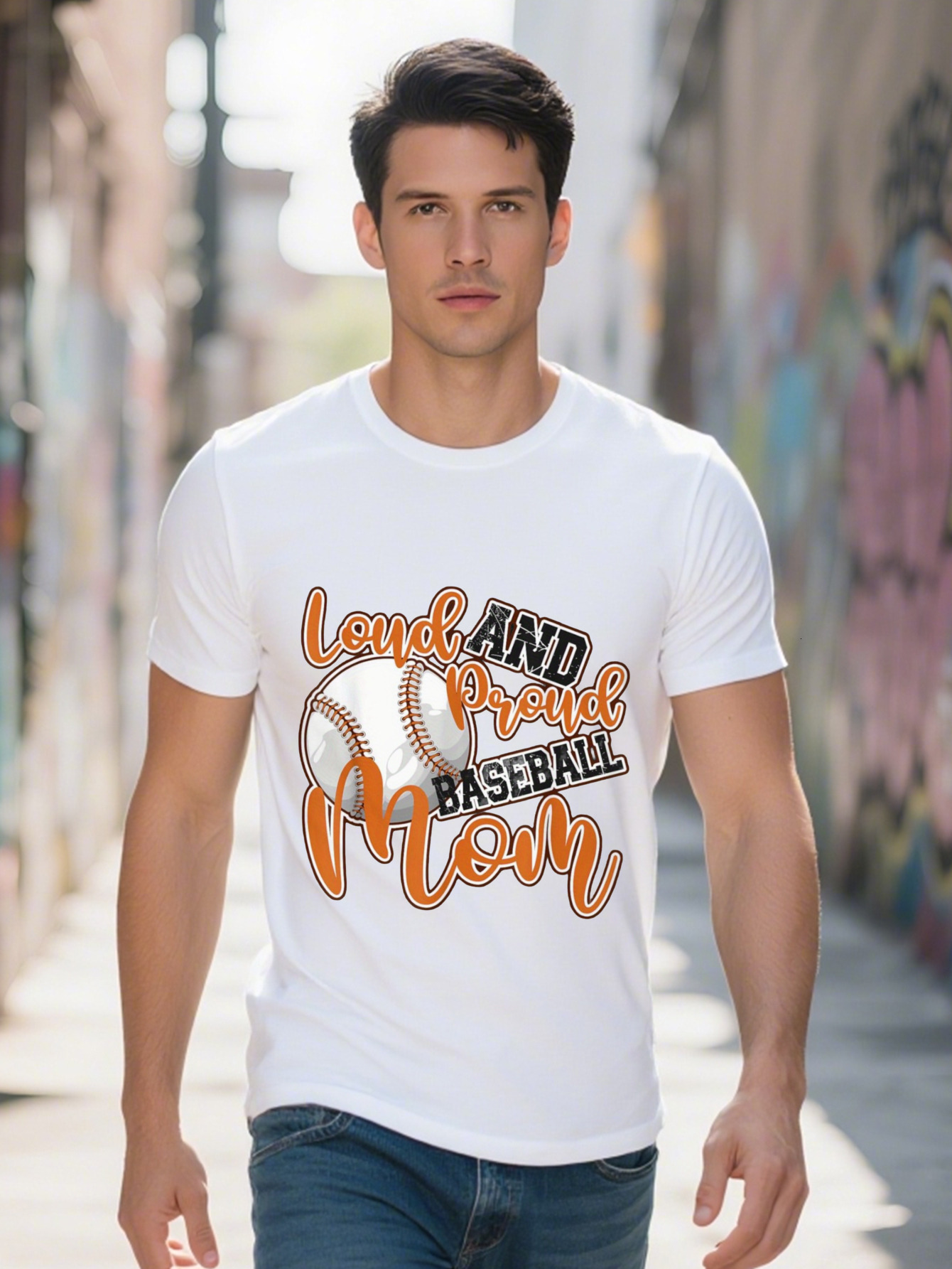 Men S T-shirt g Cotton Loud And Proud Baseball Mom Graphic Tee For Sports Game T Shirt c0fd9