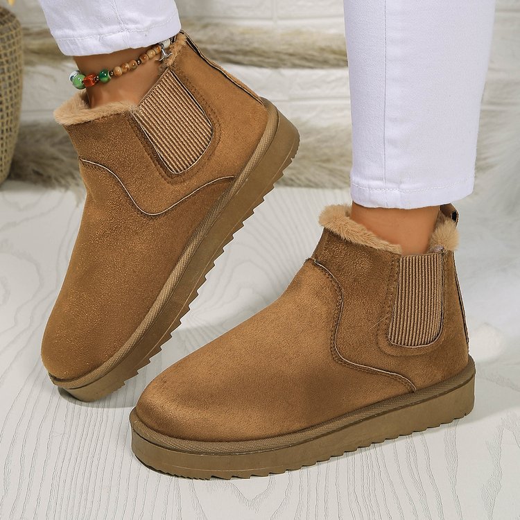 New Autumn/Winter 2025 Foreign Trade Women's Thick Soled Snow Boots The Cotton Shoes Have A Fleece Lined Interior Round Toed Slip - On Design