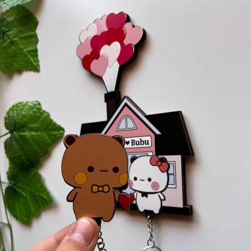 Wall Key Holder Panda Bubu And Dudu Acrylic Keychain Hanger Cartoon Backpack Charm Key Ring Pendant Accessory Couple Gift G250802