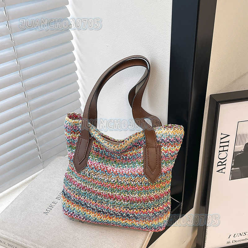 Trendy Large Capacity Straw Bag for Women 2025 New Summer Casual Woven Beach Vacation Shoulder Bag H250804