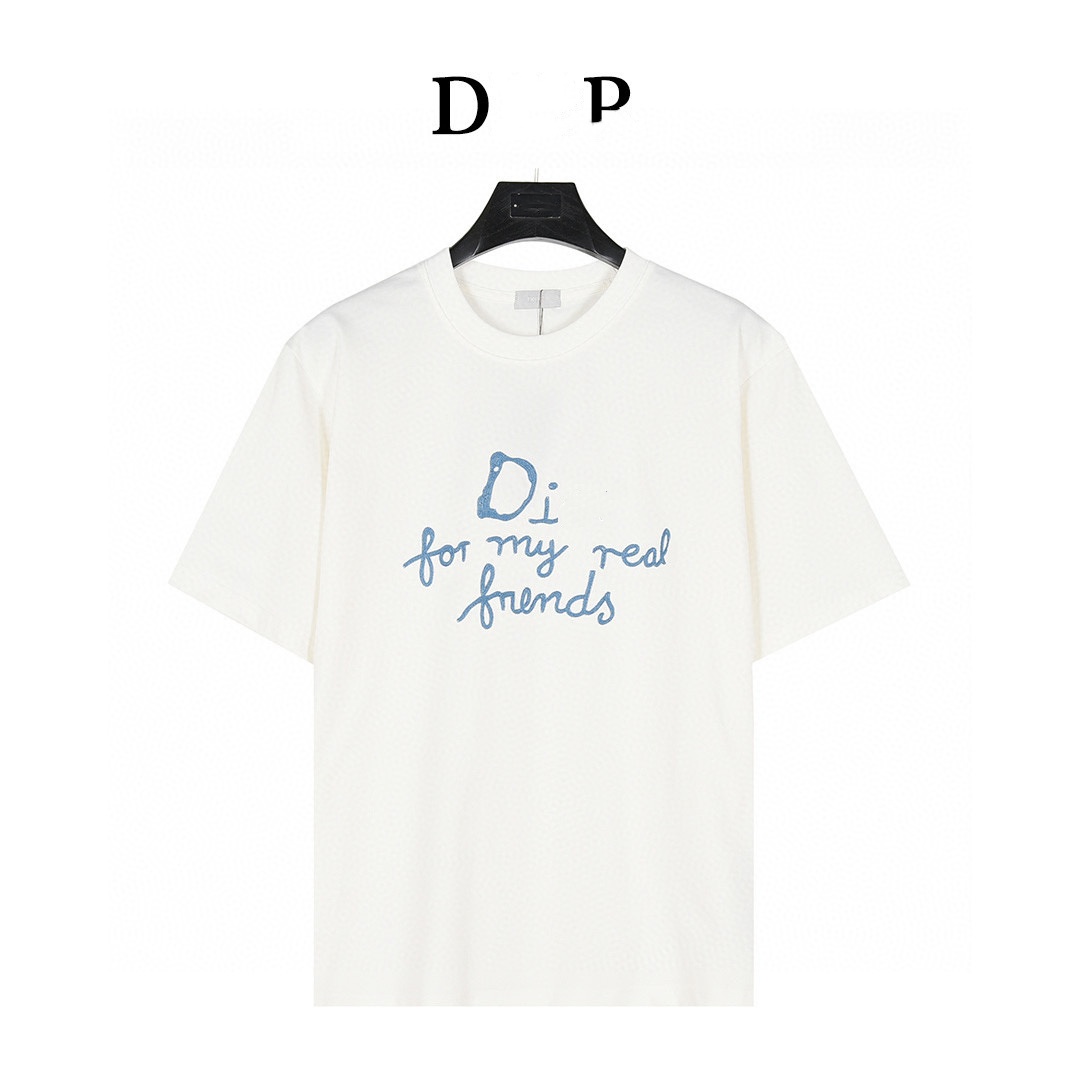 Design brand collaboration slogan embroidered short sleeves, embroidery enhances the style, neckline, sleeves and bottom hem