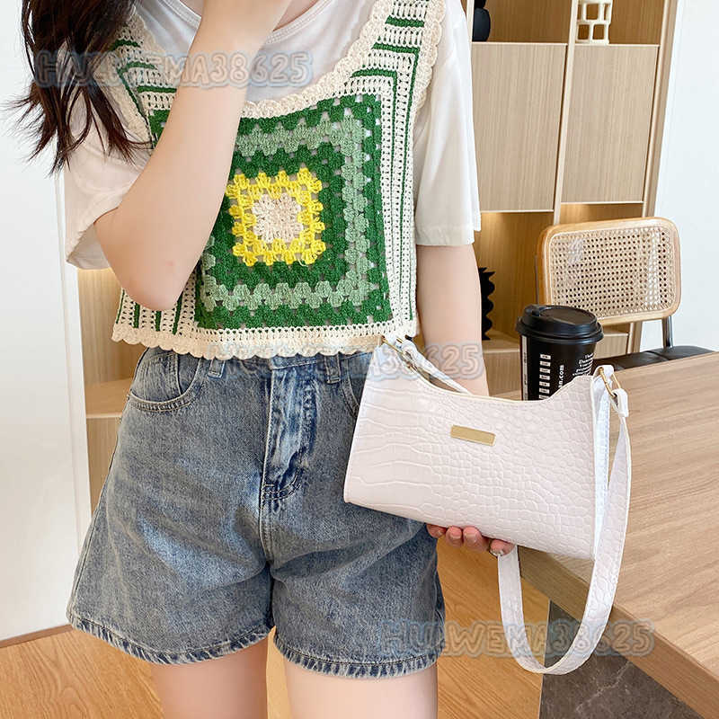 2025 New Womens Bag Underarm Shoulder Bag Fashionable Ladies Crocodile Pattern Small Square Bag H250804