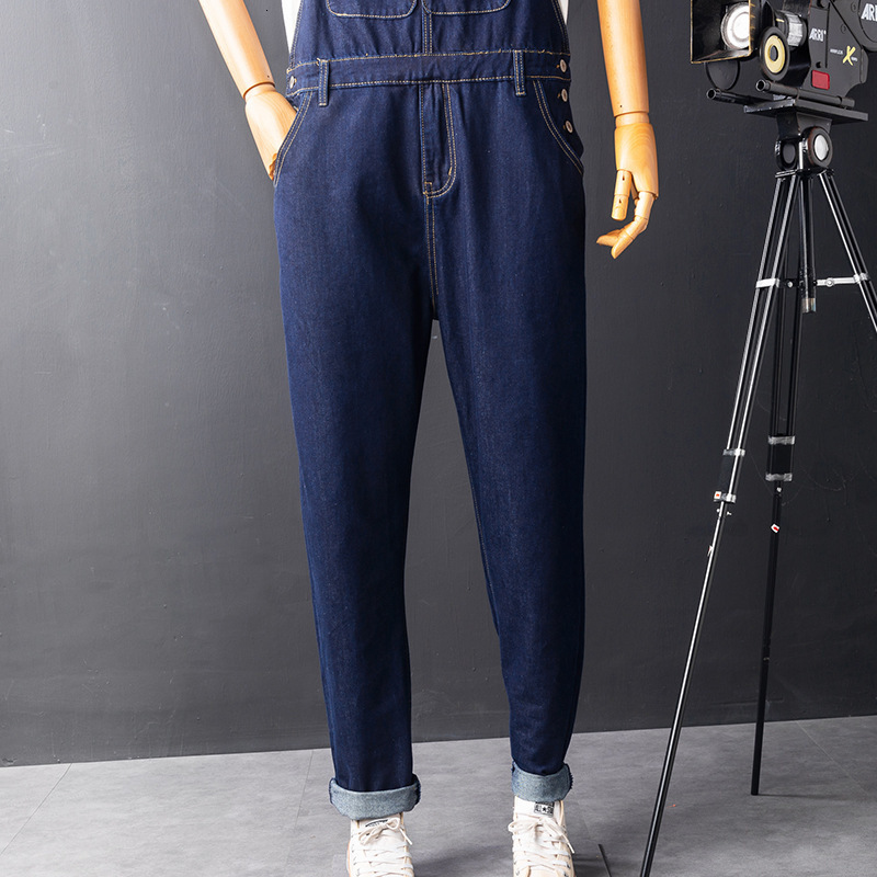 Fashion Vintage Japan Style Male Skinny Overalls Jeans Mens Slim Blue Denim Jumpsuits Jeans Casual Pants Full Length 201111