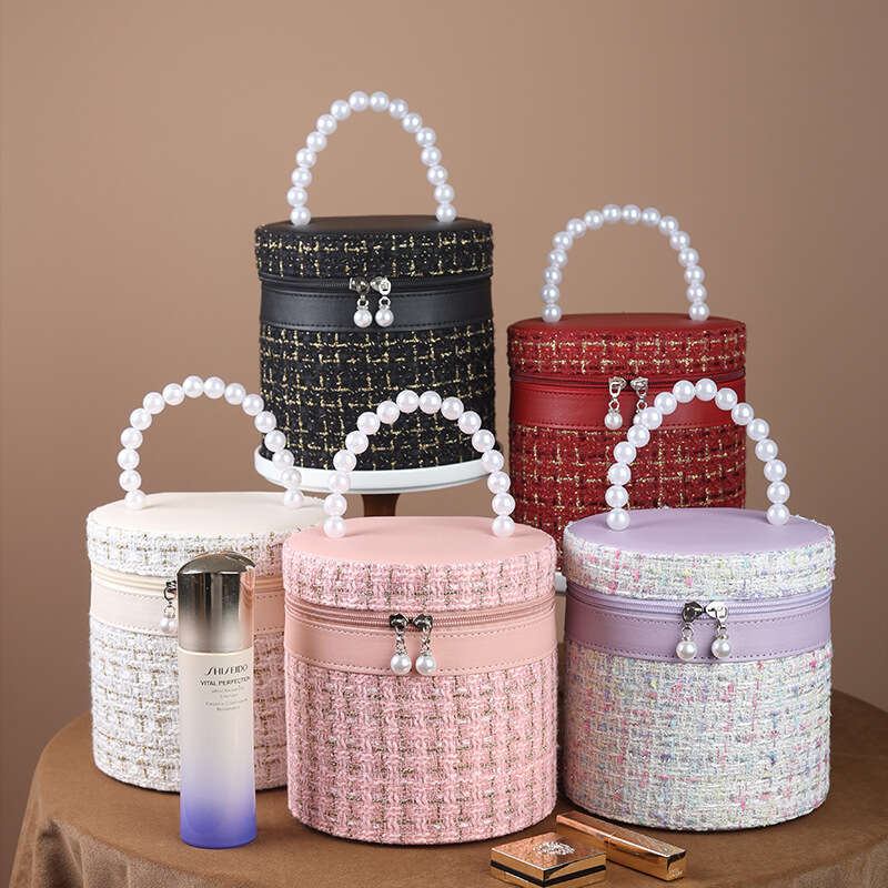 DHessentials Luxury Cosmetic Bucket Bag Large Capacity Travel Organizer with Wheels, Portable Makeup Case for Home & Wedding