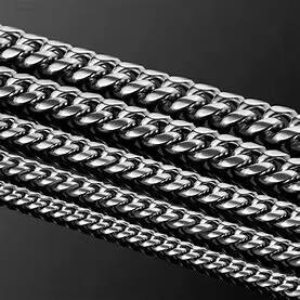 Mens and Womens Stainless Steel Miami Cuban Necklace with 18K Gold Link Chain Hip Hop Style Jewelry for Gift