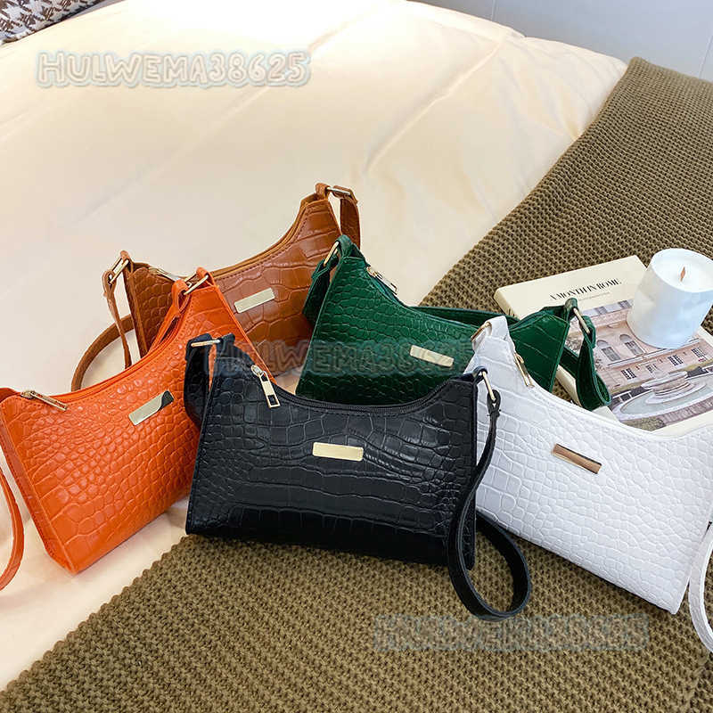 2025 New Womens Bag Underarm Shoulder Bag Fashionable Ladies Crocodile Pattern Small Square Bag H250804