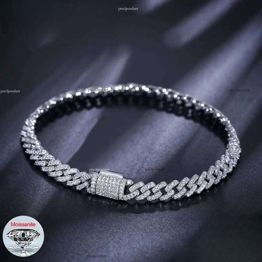 designer necklace bracelet hip hop rock Solid Sterling Sier Created moissanite dias cuban bracelets for men women fine jewelry Drop shipping 6MM