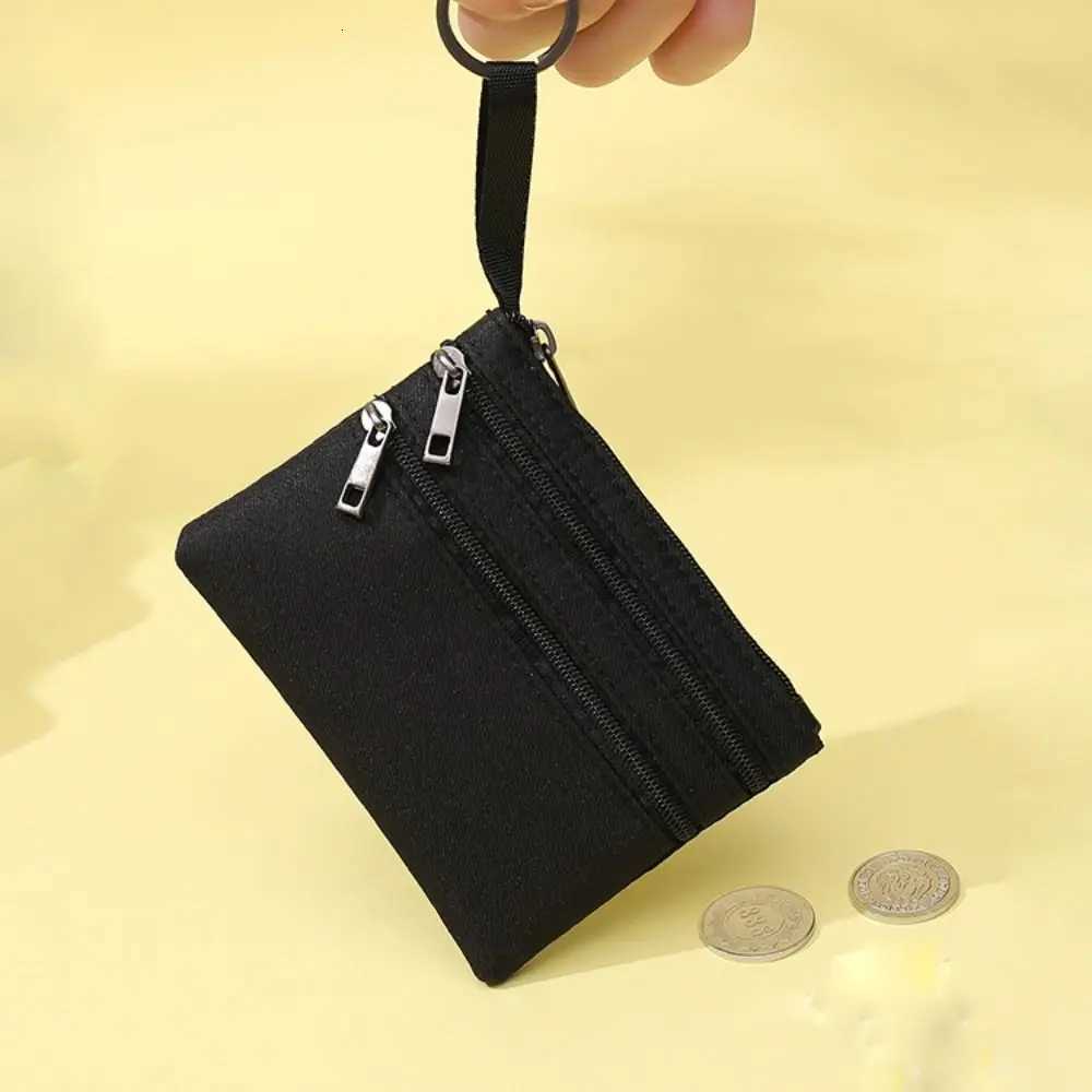 3-layer Canvas Mini Purse Coin Bag Fashion Zipper Wallet Solid Color Simple Storage Pouch Money Pocket for Women and Girls Coin Key Bag G250802