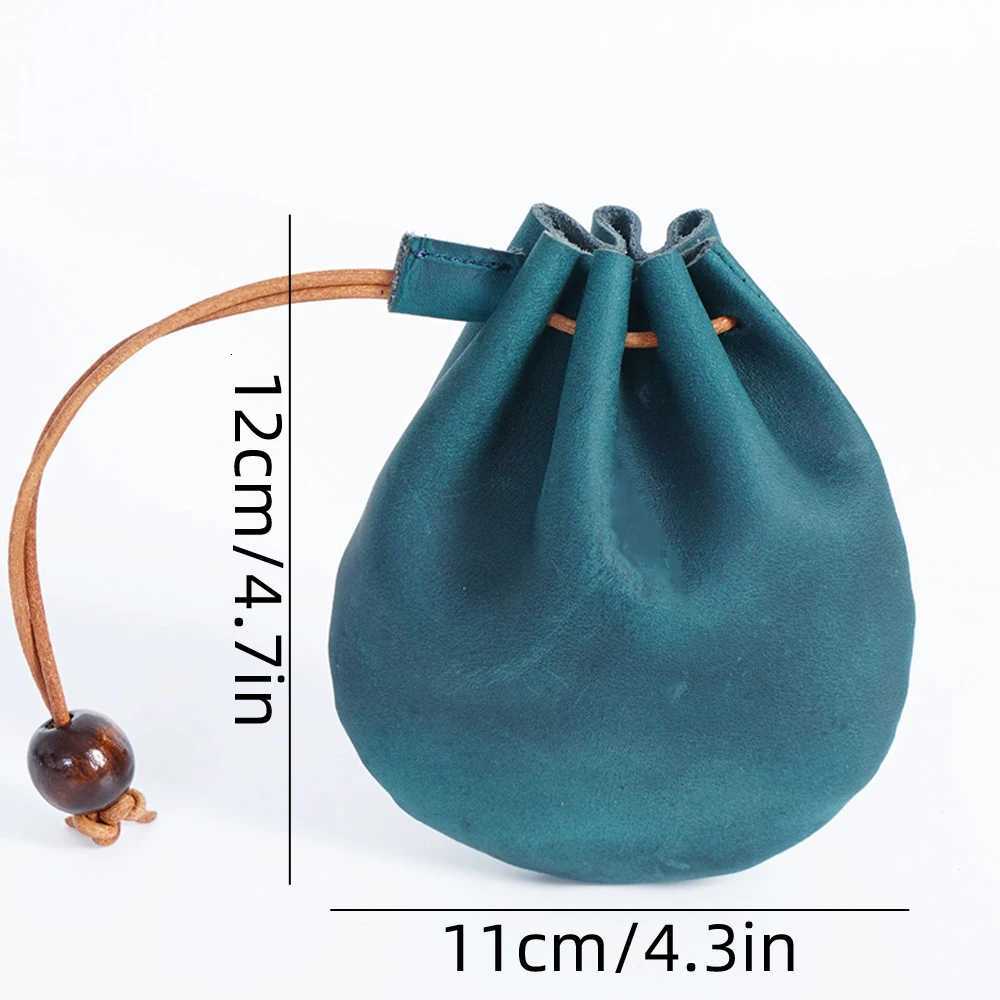 Travel Drawstring Coin Pouch Vintage Leather Cinch Sack Purse for Cash Keys Organizer Handheld Mini Wallet Organizer G250802