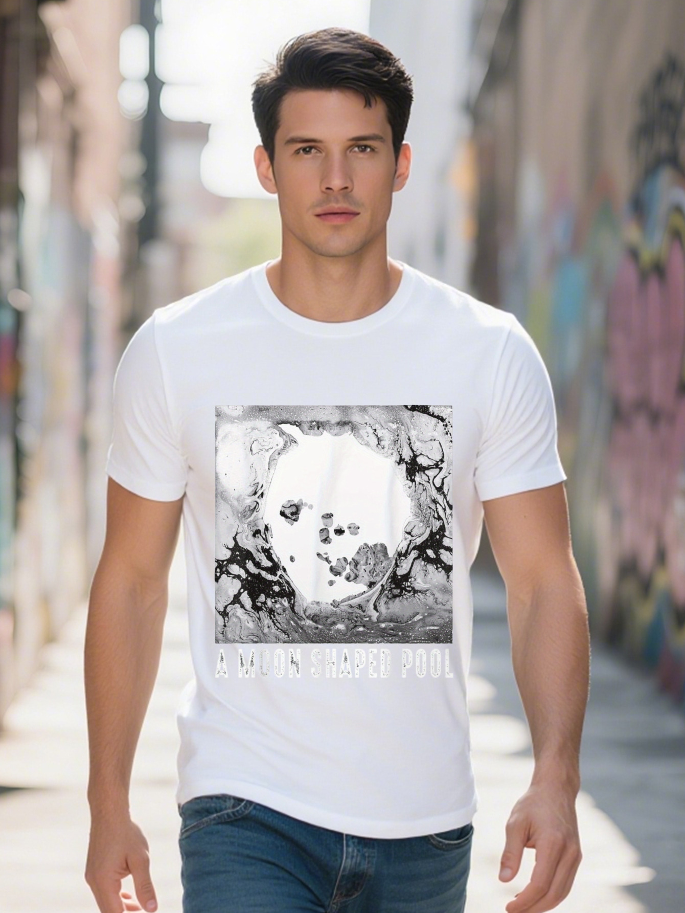 Vintage Radio s Shaped Pool Outfits Moons Music T Shirt, funny graphic tee for men and women, Cotton Breathable