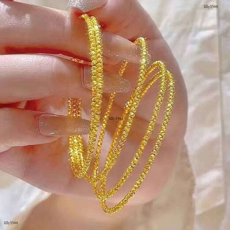 DHCollections Pulseiras & Bangles Copper Gold Multilayer Bouncy Bead Triple Loop Open Stretch Bracelet