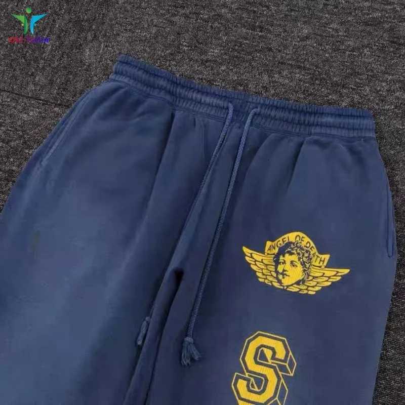 Highest Quality Winter Saint Fashion Retro Blue Angel Distressed Destroyed Sweatpants Casual Pants Saint Suit X250804