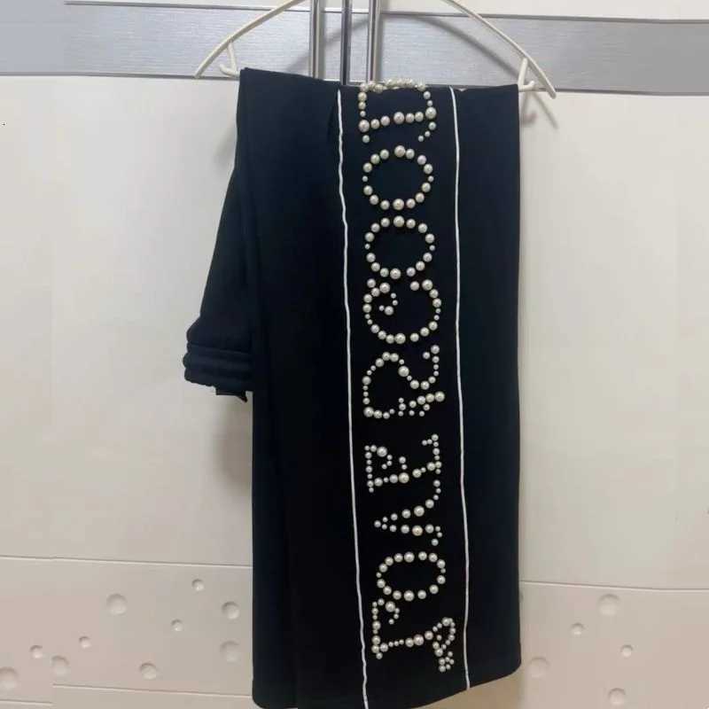 Pearl Slogan Stitching Silhouette Goodbrand Sweatpants Fashion Street Casual Drawstring Pants Men Women Black Trousers X250804