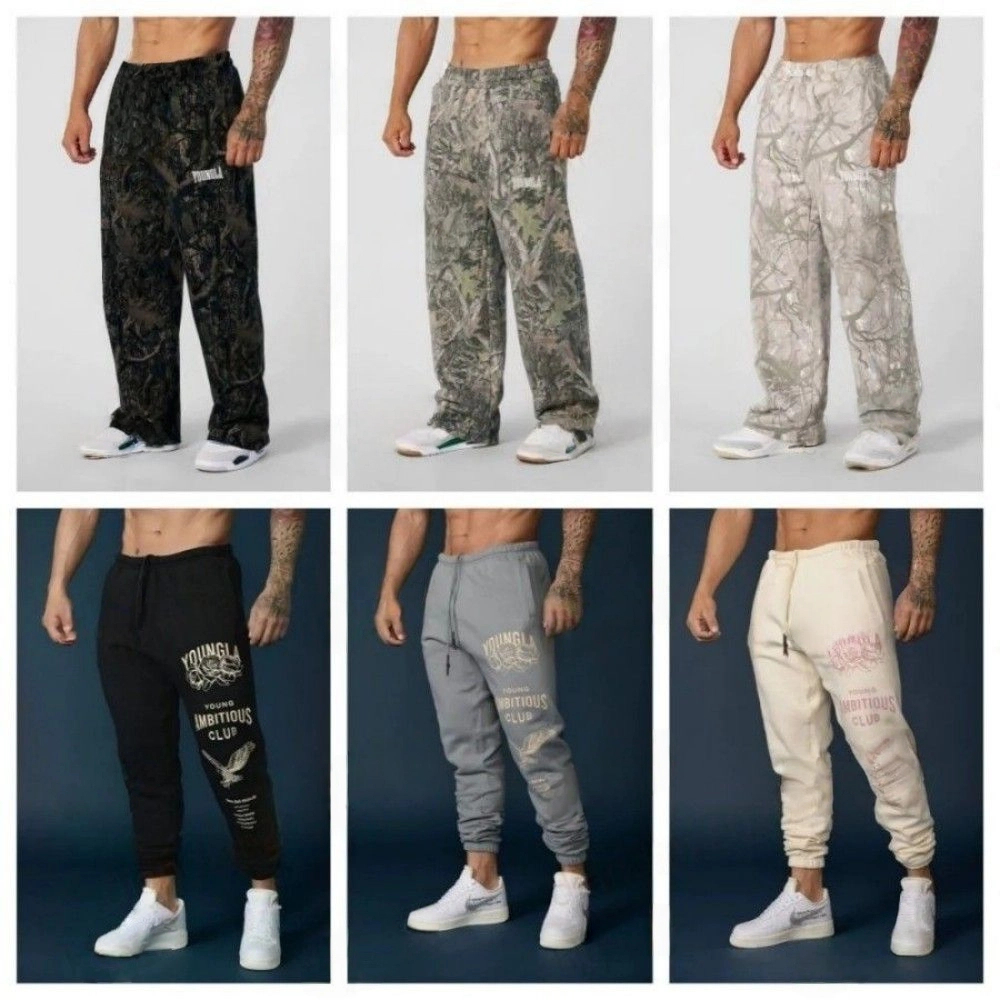 Men's Pants Mens Jeans YOUNG LA American fashion brand high street sweatpants Jogger gym sports fitness casual straight leg slacks