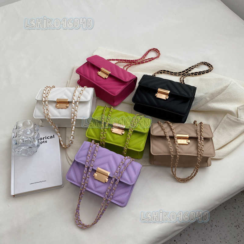 Bag Female Fashion Messenger Bag Red Super Fire Candy Color Chain Small Square Bag Small Crowd Stripe Messenger Bag Tide H250804