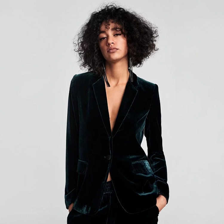 Womens two-piece pants custom two-piece set velvet womens business set formal pants wedding evening dress womens jacket Trouser S W241009