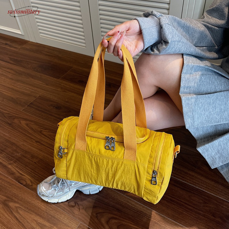 Korean Style Single Shoulder Fashion Casual Simple Large Capacity Trendy Women's Sports Bucket Pillow Bag Lightweight swissmilitary