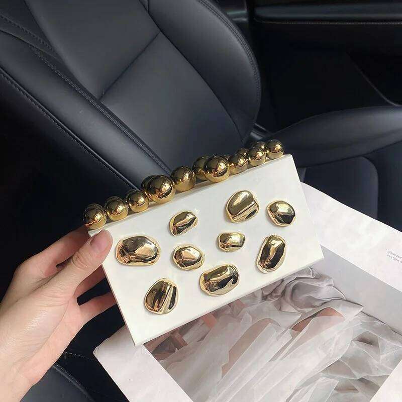 Fashion Metal Rivets Women Evening Clutch Shoulder Bag Wedding Purse Party Crossbody Day Box Date Girl