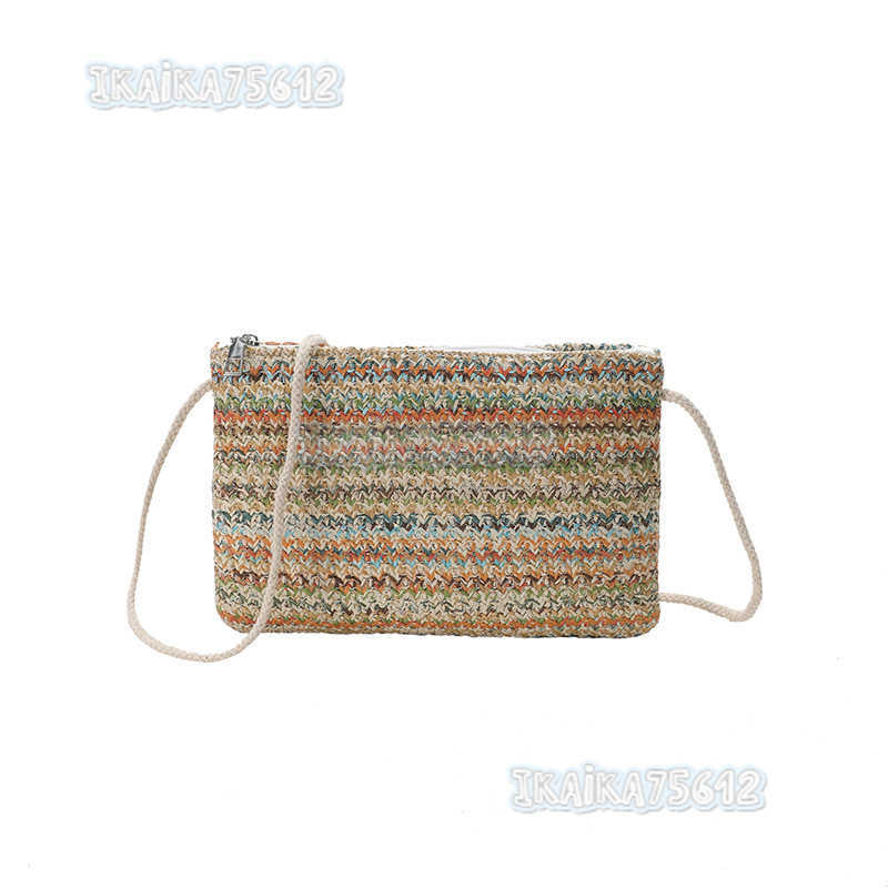 Color-block Straw Bag Envelope Small Bag 2025 Summer New Artistic Woven Fashion Single Shoulder Crossbody Beach Womens Bag H250804