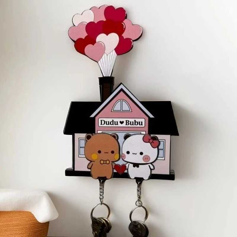 Wall Key Holder Panda Bubu And Dudu Acrylic Keychain Hanger Cartoon Backpack Charm Key Ring Pendant Accessory Couple Gift G250802