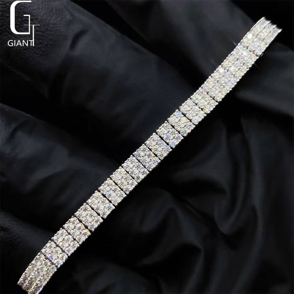New Arrival 3 Rows Moissanite Tennis Bracelets White Gold Plated Hip Hop Fine Jewelry 925 Silver Diamond Tennis Chain Bracelets