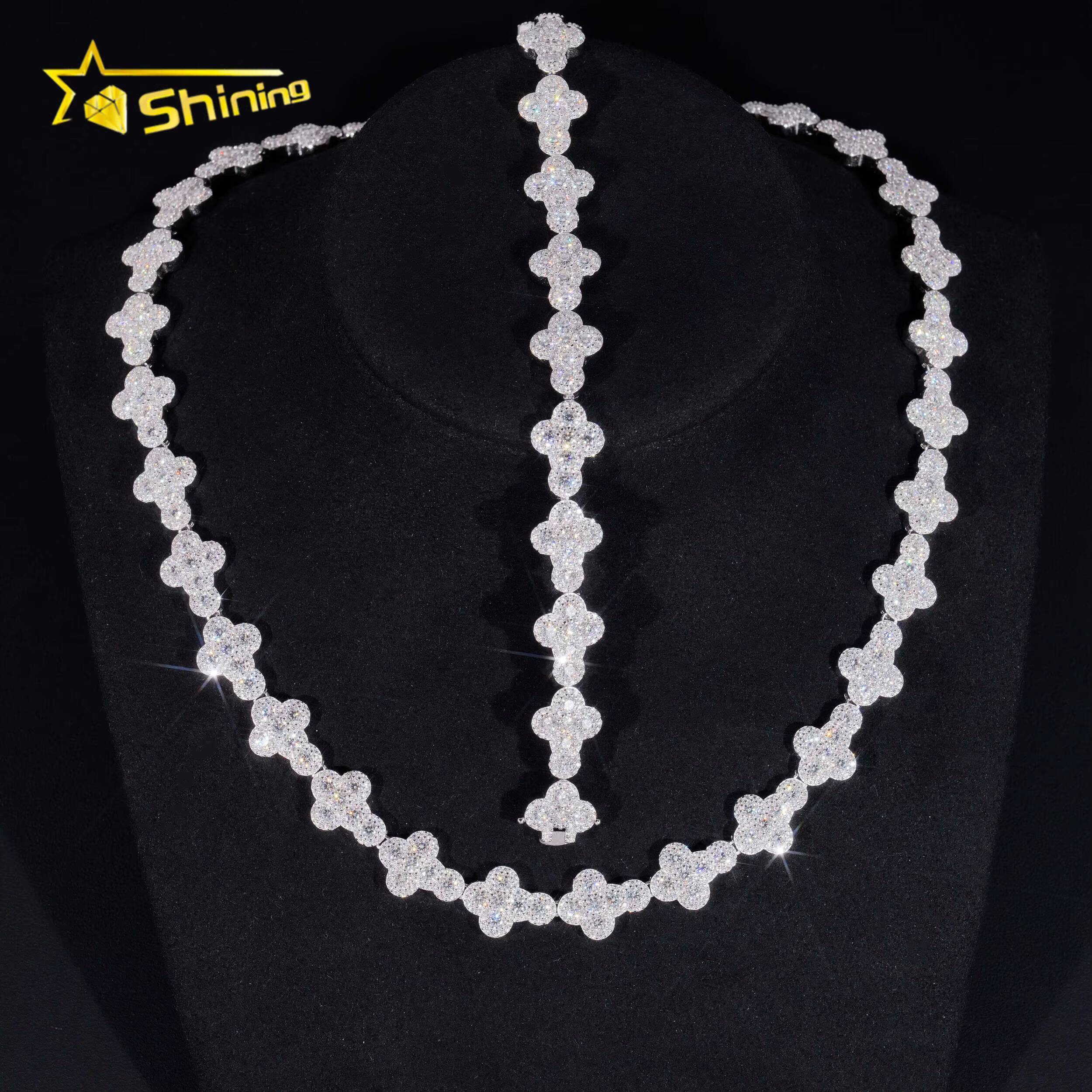 Hot Sale Cross Iced Out Chain 925 Sterling Silver Pass Diamond Tester GRA Certified VVS Moissanite Bracelets Hiphop Jewelry