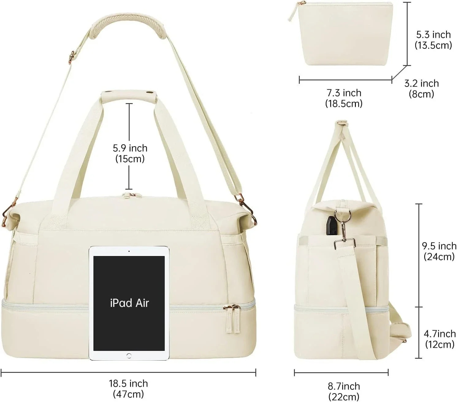 Gym Bag for Women Personal Item Travel Bag with Shoes Compartment Weekender Tote Bag with Pocket Mommy Bag for Women 250801