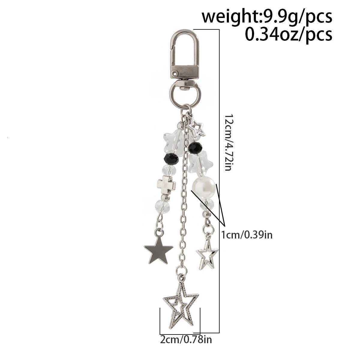 Ingemark Vintage Hollow Star Cross Pendant Keychain Korean Fashion Beads Keyring Jeans Bag Chain Pendant Y2K Jewelry Accessories G250802
