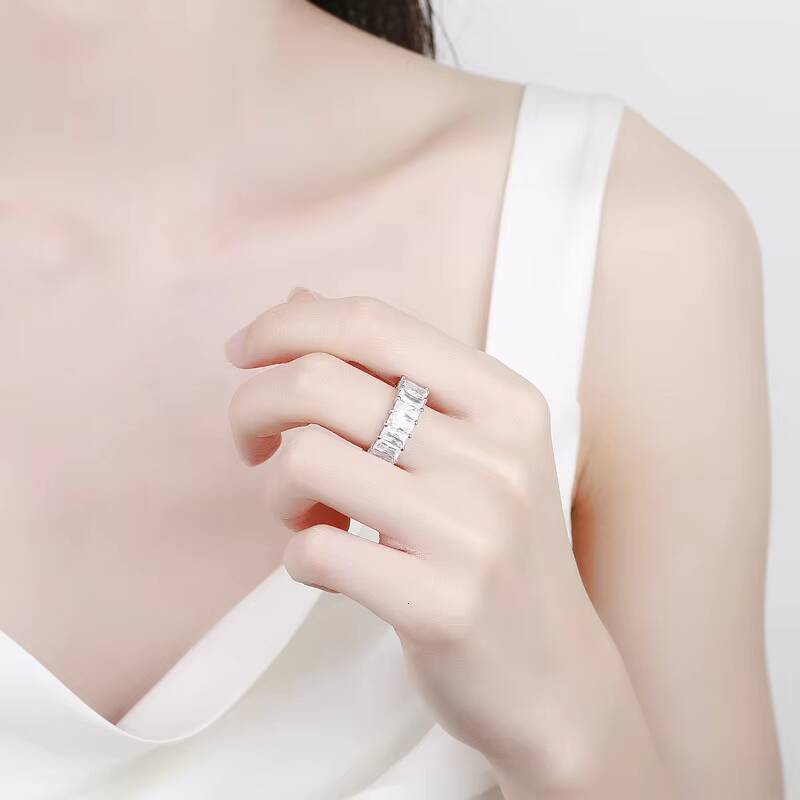 Unisex Punk Couple Ring Square Asscher Cut Zircon Trendy Hip Hop Brass Design Resizable for Engagement Wedding Party