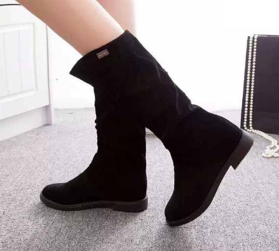 Versatile brushed women's inner height increasing boots, round toe mid heeled short boots, spring autumn winter Martin boots, British women'
