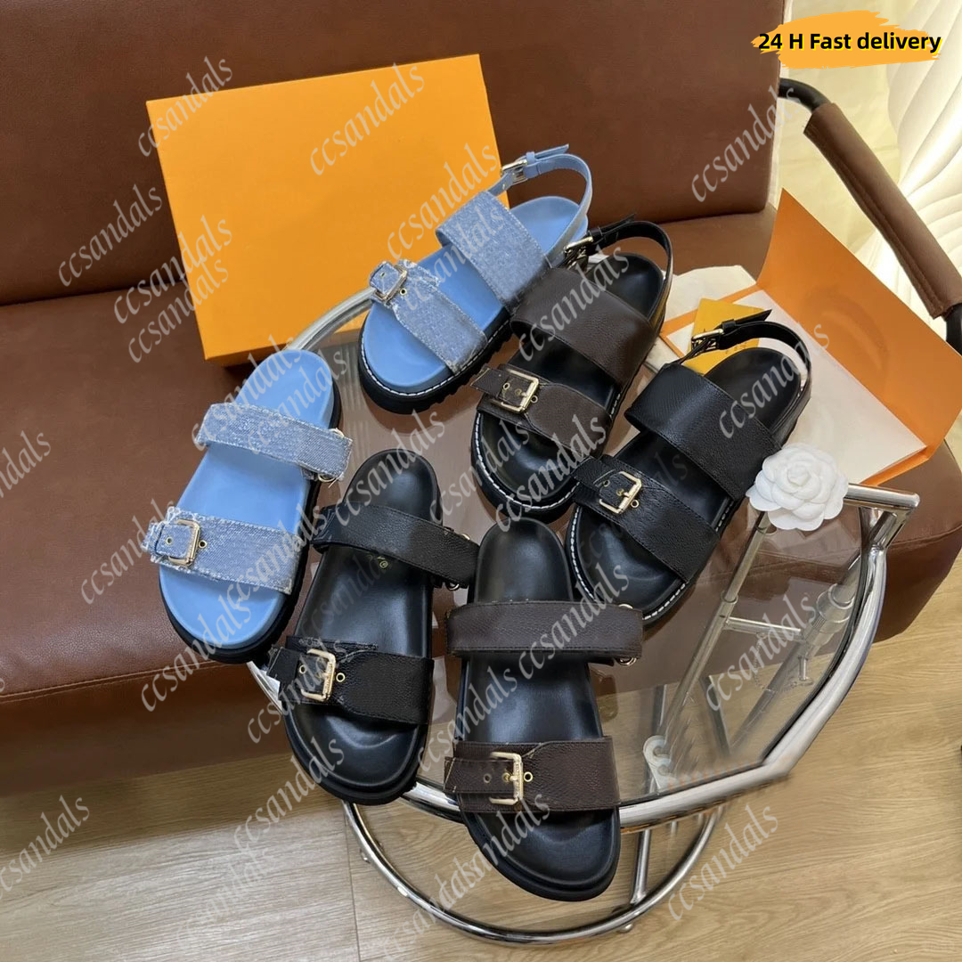 Bom Dia Genuine Leather Sandal Slipper Casual Shoe Summer Beach Gladiator Mules Hasp New Womans Flat Slide Luxury Designer Sliders Sandale