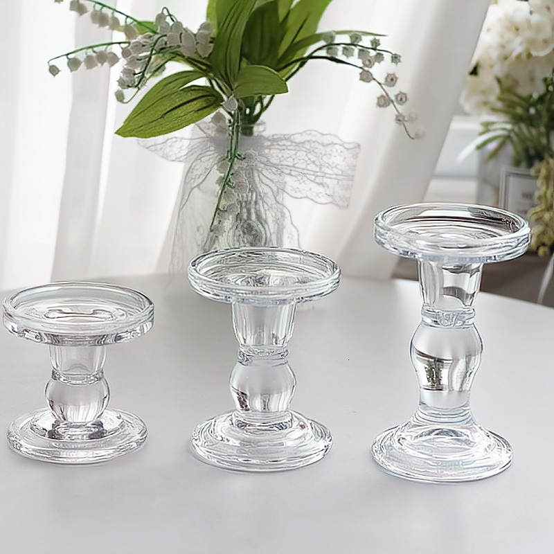 French INS Style Black Crystal Glass Candle Holder Home Candlelight Dinner Table Decoration Prop