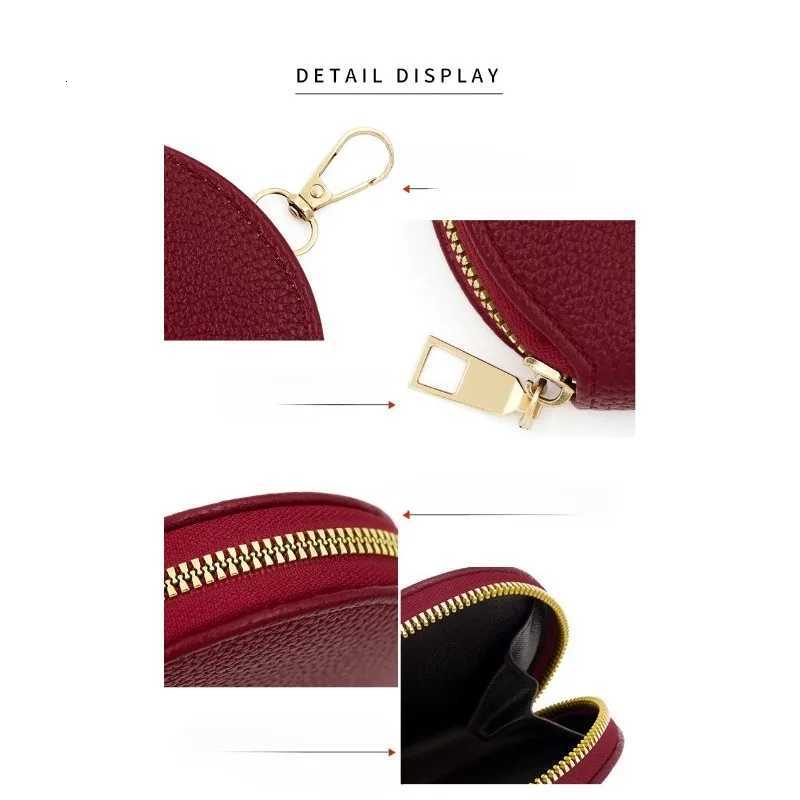 Customized Keychain Blank Laser Engrave PU Leather Womens Zipper Coin Purse Portable Round Mini Personalized Hanging Bag G250802