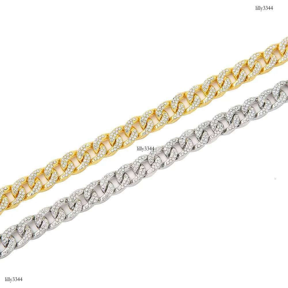 DHCollections Hip Hop for Men Bling Iced Out Cuban Link Chain Gold & Sier Plated Rhinestone Rapper Necklace Fashion Jewellery 18-24 Inch 1 Piece