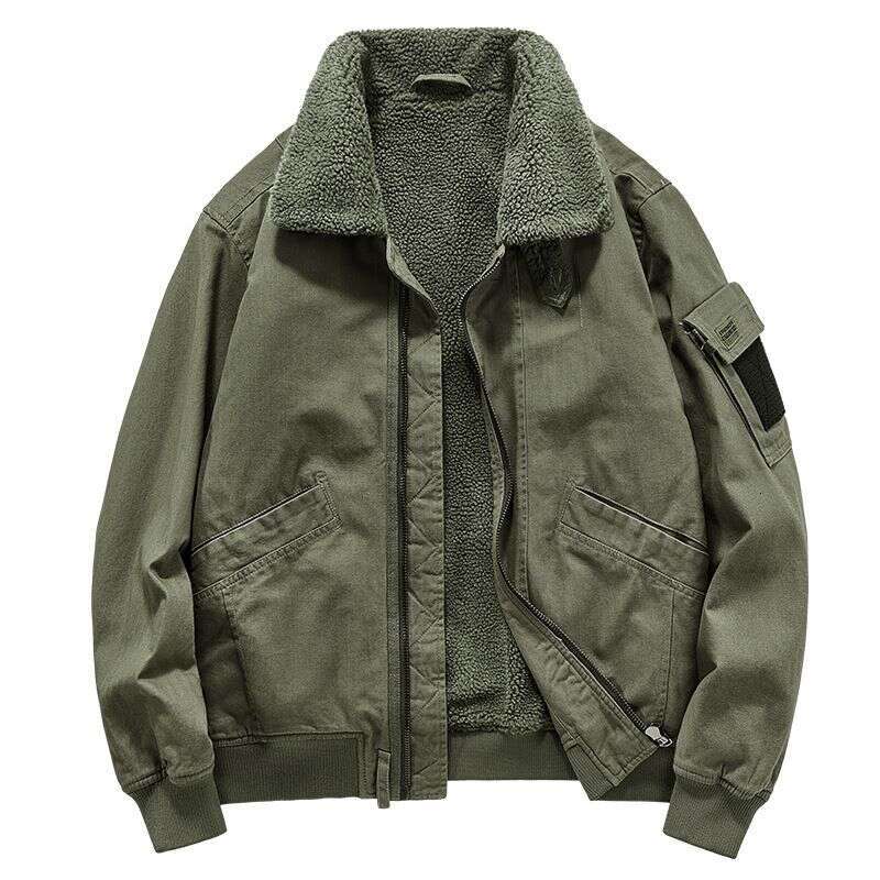 For Men In Autumn And Winter, Pilot With Thick Veet, American Workwear, Lamb Wool Cotton Jacket