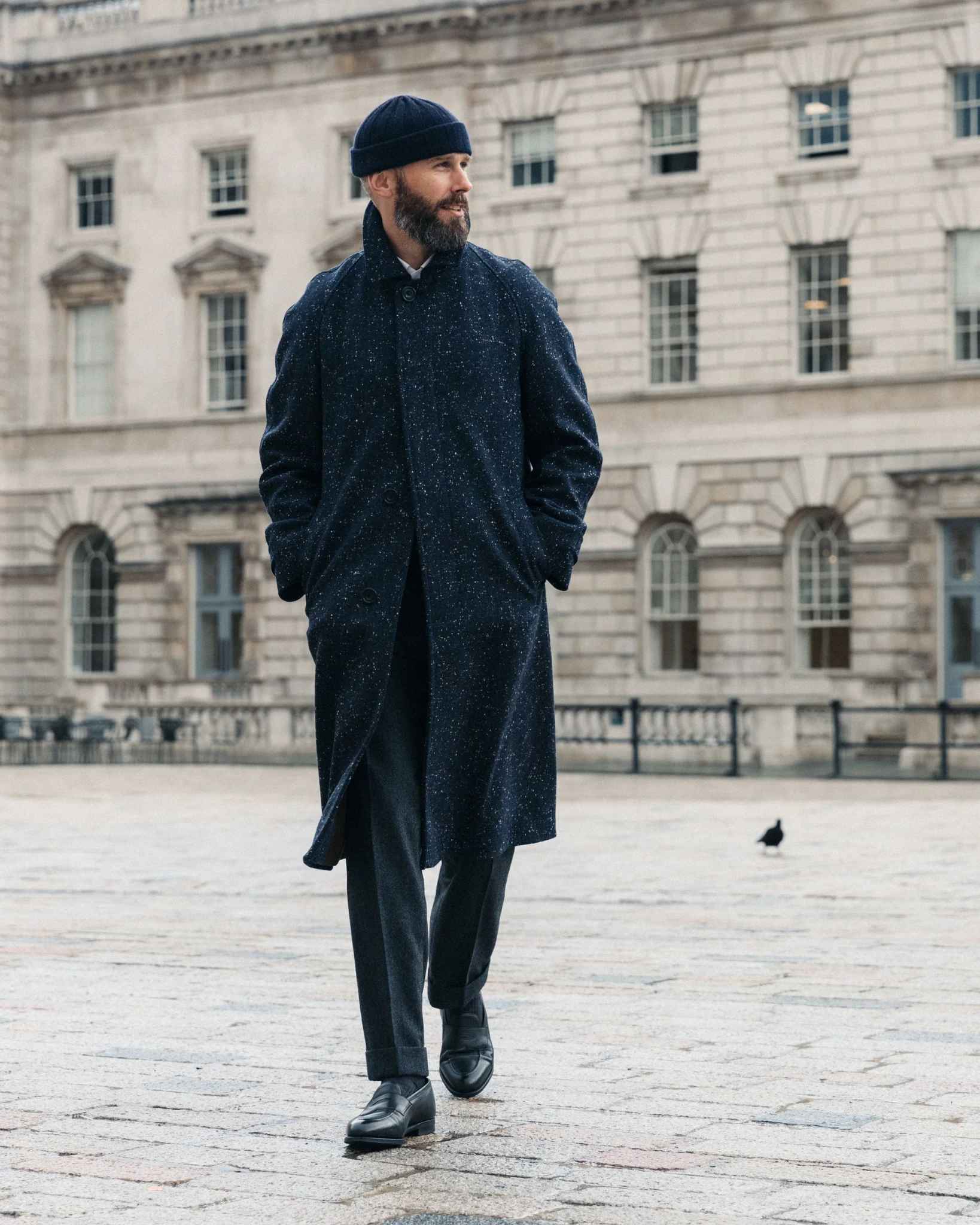 New Fashion One Piece Formal Men Suits Wedding Tuxedos Wool Long Coat Men Jacket With Peaked Lapel Blazer Business Custom Made